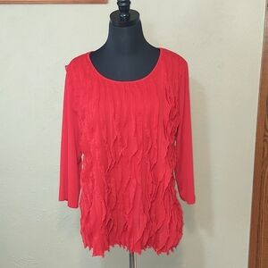 Woman's Notations Quarter Sleeve Ruffled Front Blouse